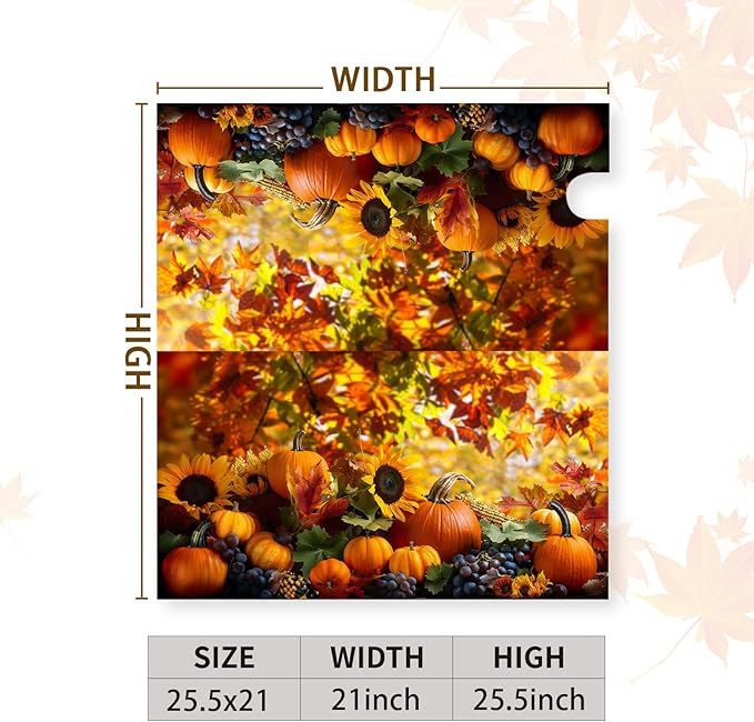 Fall Autumn Pumpkin Mailbox Cover Magnetic Large Size 25.5X21 Inch Harvest Maple Leaves Letter Box Cover Yellow Pumpkins Fall Mail Wraps Post Garden Decorations