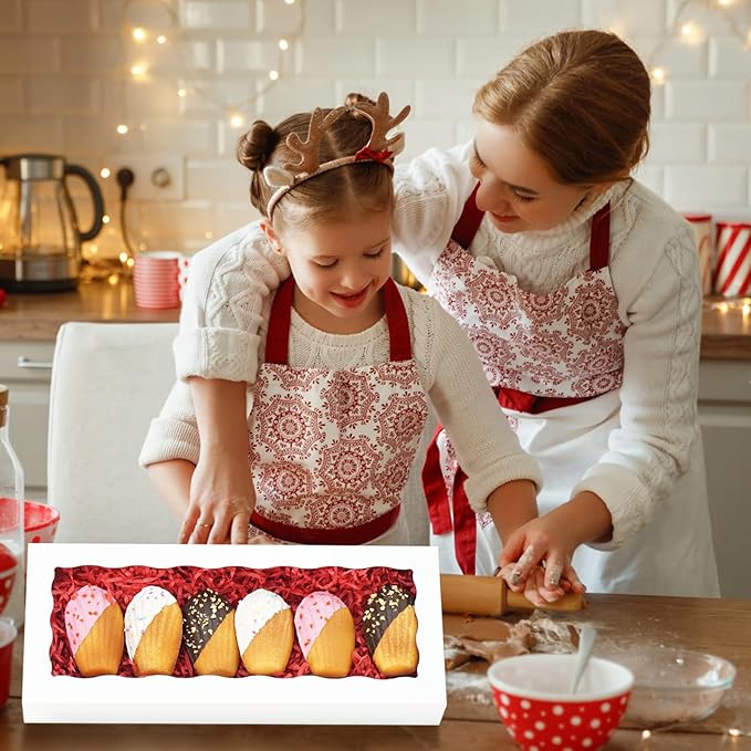 20pcs Cookie Boxes 12x5x1.5 Inch Bakery Boxes with Window Treat Box Chocolate Strawberries Box for Wedding Favors Party Birthday Favors