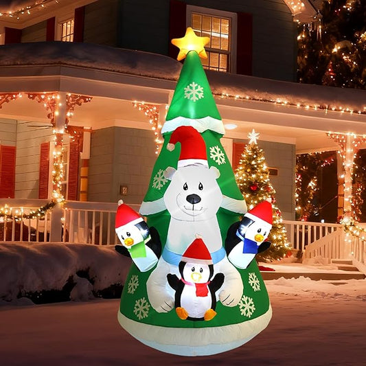 10FT Inflatable Christmas Tree Decoration, Built-in LED Lights and Colorful Flashing Lights, Suitable for Outdoor Inflatable Decorations in Lawns, Gardens, and Courtyards at Christmas