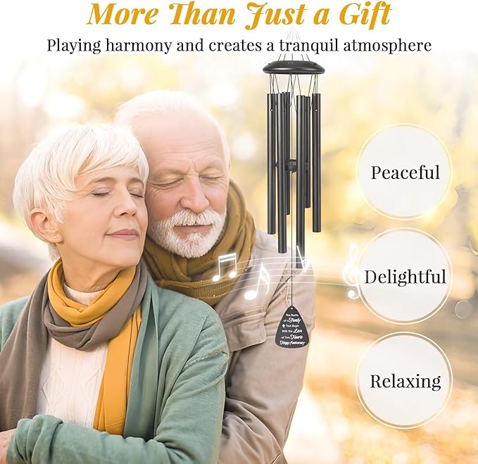 40th Anniversary Wind Chimes Gifts for Men Women,Romantic 40 Year Anniversary for Couples, Wife, Husband, Parents, Friends, 40th Wedding Gifts Idea of Happy Anniversaries Decorations,Black