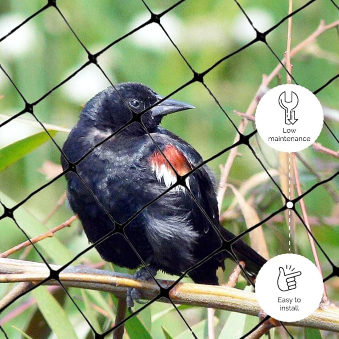 Bird-X Standard Bird Netting, Ideal for Gardens and Lightweight Applications, UV-Stabilized Mesh Netting with 3/4" Hole Opening, Easy to Install, 200' x 14'