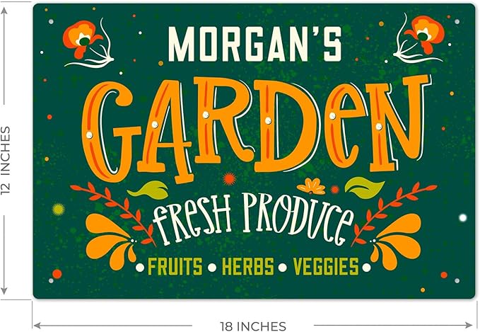 Custom Garden Signs, Personalized Sign for Garden, Ideal for Mom, Mother Or Christmas Gift Sign, 12x18 Inches, Rust Free .063 Aluminum, Fade Resistant, Made in USA by Sigo Signs