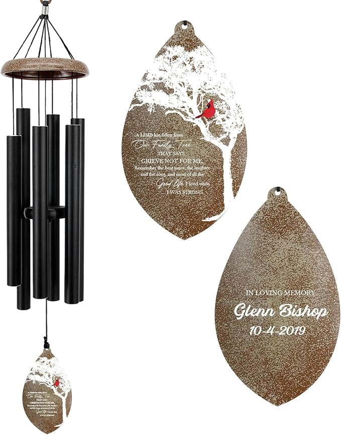 ASTARIN Custom Cardinal Memorial Wind Chimes, 35" Sympathy Gifts Wind Chime for Loss of Mom Dad Sister Son, Personalized Name Date Bereavement Condolence Gift for Outside Outdoor