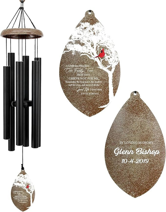 ASTARIN Custom Cardinal Memorial Wind Chimes, 35" Sympathy Gifts Wind Chime for Loss of Mom Dad Sister Son, Personalized Name Date Bereavement Condolence Gift for Outside Outdoor