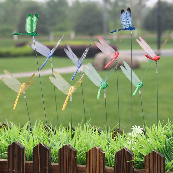 36PCS Dragonfly Garden Wooden Stakes, Suitable for Indoor and Outdoor lawns, Balcony Plants, Flower Pots, Easter Decorations of Artificial Dragonflies, Resistant to Sun Exposure and Wind and rain