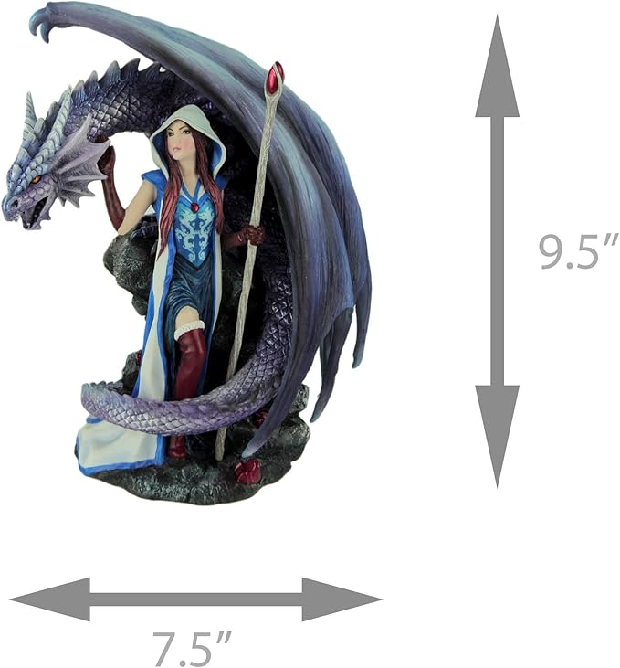 Veronese Design Dragon's Mage by Anne Stoke Sorceress and Dragon Statue