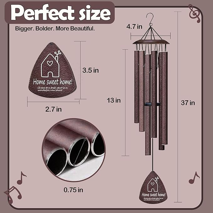 Housewarming Gifts for New Home, Home Sweet Home，House Warming Gift，New Home Gift Ideas，BestGifts for Housewarming，House Warming Gifts for Women or Men，Home Sweet Home，37 Inch Wind Chimes-Bronze
