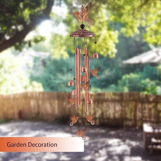 Hummingbird Wind Chimes for Outside, Gifts for Women/Men, Metal Windchimes for Outdoor Garden Decor Yard Decor Birthday Gifts Memorial Gift Housewarming Gift
