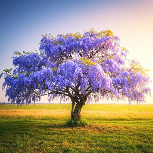 Purple Wisteria Tree Seedling – 1-Year-Old Well-Rooted Blooming Vine Plant – Fast-Growing Climbing Tree for Trellises, Pergolas, or Garden Landscaping