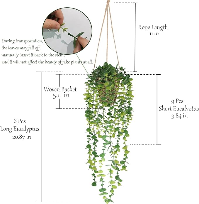 Nisoger Artificial Hanging Plants Small Fake Potted Plants, Faux Plants for Indoor Outdoor Aesthetic Office Living Room Shelf Decor
