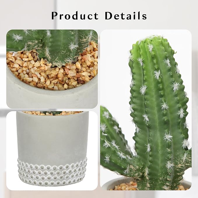 DILATATA 13' Small Fake Cactus Plant Potted 'San Pedro Cactus' Faux Cacti for Home Garden Office Decor Housewarming Gifts