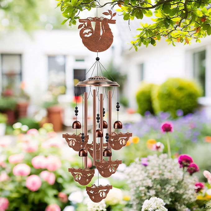 Sloth Wind Chimes for Outside - Sloth Gifts for Women Men, Memorial Wind Chimes for Outdoor, Garden Patio Yard Porch Decor, Birthday Mother's Day for Mom Grandma