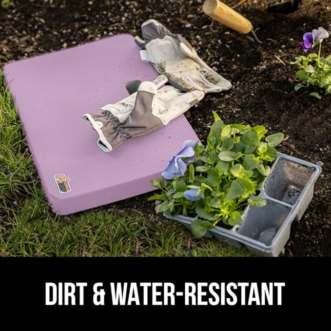GORILLA GRIP Extra Thick Patent Pending Soft Foam Kneeling Pad, 2 PK, Supportive Large Cushion Knee Pads for Gardening, Baby Bath, Dirt and Water Resistant, Workout and Garden Supplies, 17.5x11 Purple