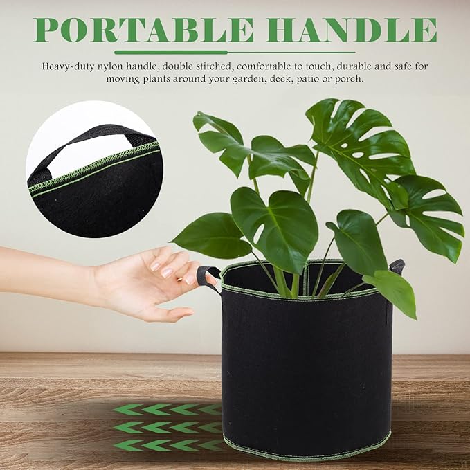 DOITOOL 5 Pack Plant Grow Bags 11.4 Inch Nonwoven Fabric Seedling Pots with Drainage for Vegetable Flower Garden Nursery Use