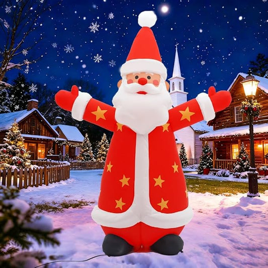 8FT Christmas Inflatables Santa Claus Outdoor Yard Decorations, Christmas Blow up Santa with LED Lights, Winter Outside Decor for Holiday Party Patio Garden Lawn, Xmas New Year Kids Gifts