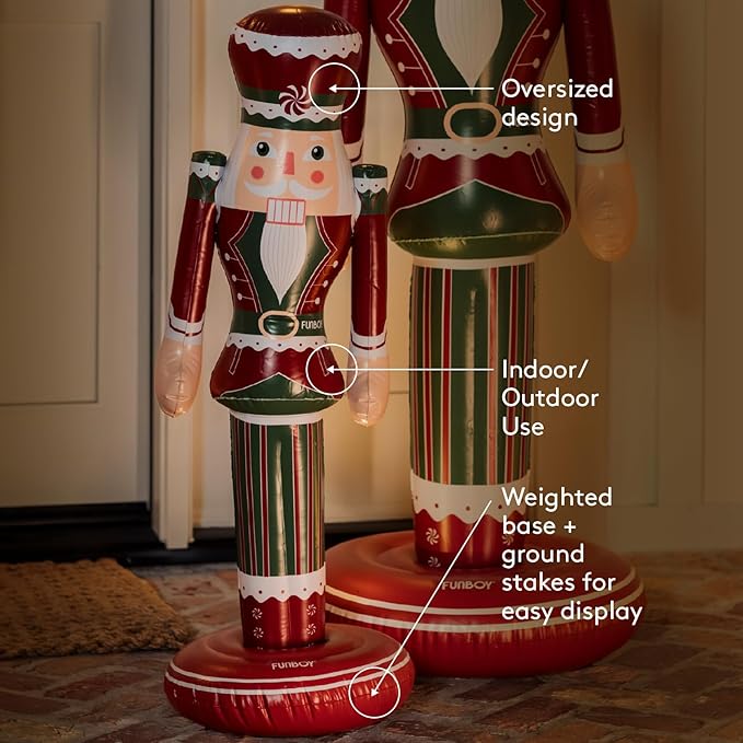 FUNBOY Peppermint Inflatable Nutcracker – 3.5ft Tall Indoor/Outdoor Holiday Decoration – Christmas Yard & Porch Decor