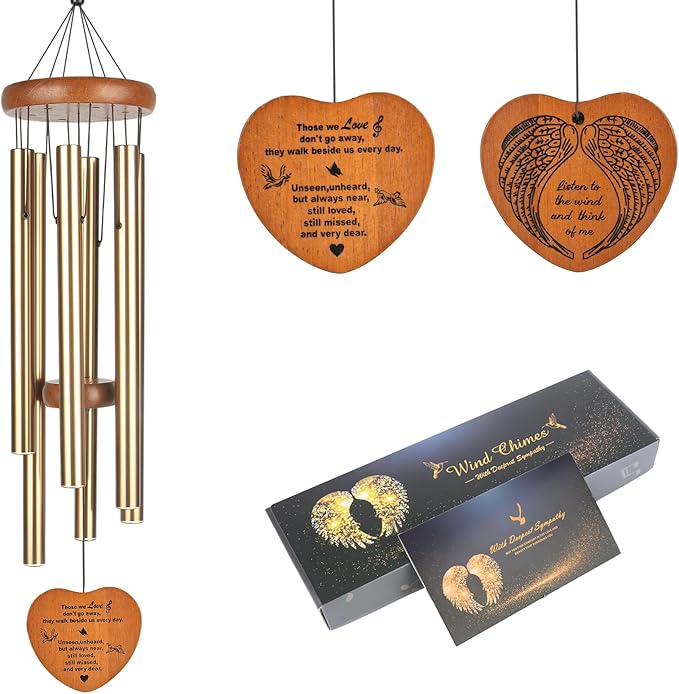 Memorial Wind Chimes, 37" Large Outdoor Wind Chimes for Loss of Loved One, Meaningful Sympathy Gifts in Memory of Father, Mother or a Loved One