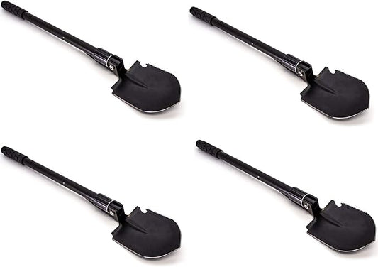Emergency Zone 12-in-1 Collapsible Folding Shovel | Military 19.5 Inch Survival Shovel | Multitool with Carrying Case | Great for Hiking, Camping, Backpacking, Gardening, to Keep in Your Car | 4 Pack