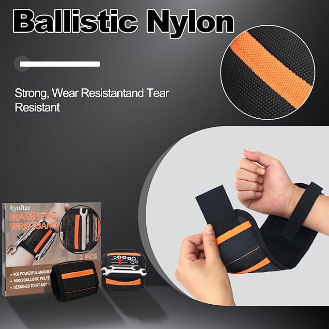 Magnetic Wristband for Tools (2-Pack) - Tool Belt for Men & Women - Heavy Duty 20-Magnet for Hands-Free DIY & Construction, Holds Screws, Nails, Bits - Ideal Gift for Handyman, Husband, Dad, Grandpa