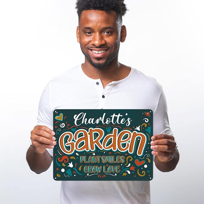 Custom Garden Signs, Personalized Sign For Garden, For Christmas, Mom, Her Or Girlfriend Sign, 10x14 Inches, Rust Free .040 Aluminum, Fade Resistant, Made in USA by Sigo Signs