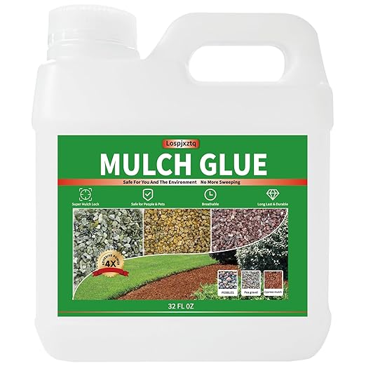 Mulch Glue for Landscaping，32OZ Rock glue，Gravel Stabilizer Non-Toxic Weather-Resistant Safe，Rubber Mulch,Rock,and Pea Gravel Binder Binder Stabilizer for Outdoor Gardens Yards, Patios, and Decorative