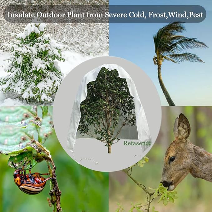 Plant Covers Freeze Protection,2 Packs 70”H X60”W 2.2oz Frost Blankets for Outdoor Plants Frost Cloth with Zipper Drawstring-Protect Trees from Cold Frost Pest