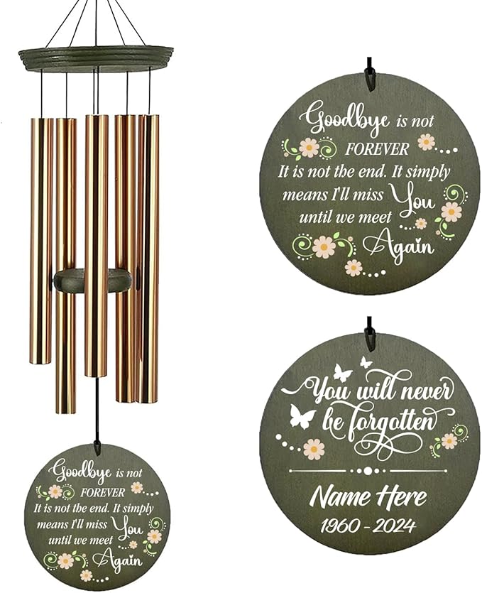 Personalized Sympathy Wind Chimes for Loss of Loved One, Memorial Wind Chimes, Bereavement/Sympathy Gift for Loss of Mother Father Husband Condolence Remembrance,Product in USA