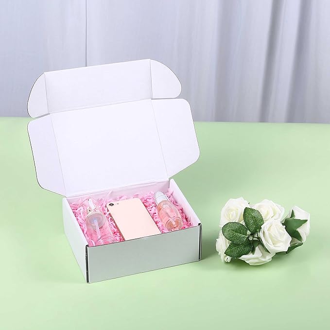 Small Shipping Boxes 10x7x3 Inch (25 Pack) - Sturdy White Corrugated Cardboard Boxes for Small Business, Ecommerce, Mailing & Packaging | Recyclable Gift & Storage Boxes