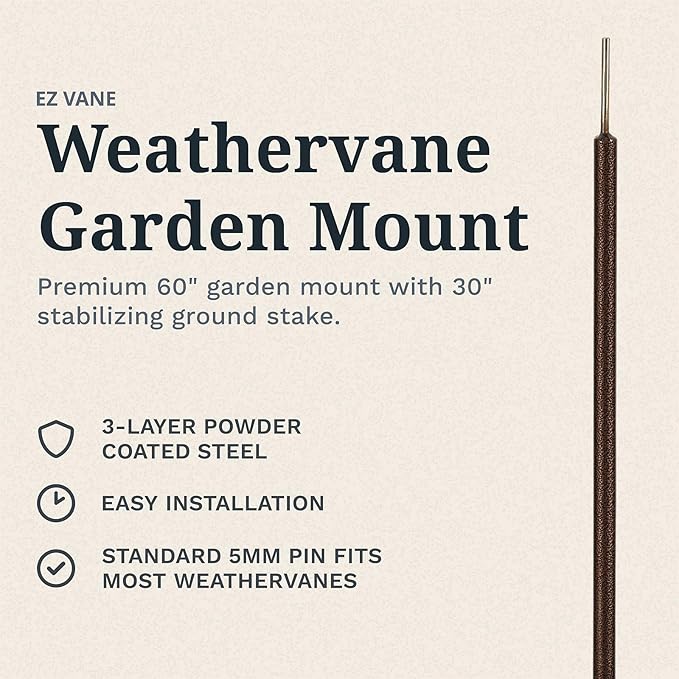 EZ Vane Hen Chicken Weathervane — Garden Mount, Wind Cups, Antique Copper Finish, Steel with Durable Triple Powder Coating, Handcrafted in USA