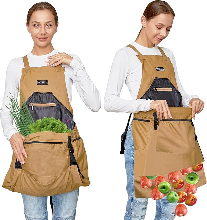 Garden Apron,Harvest Aprons with Pockets for Women and Men,Canvas Gardening Tool Belt, Gardening Gifts for Mom,Dad