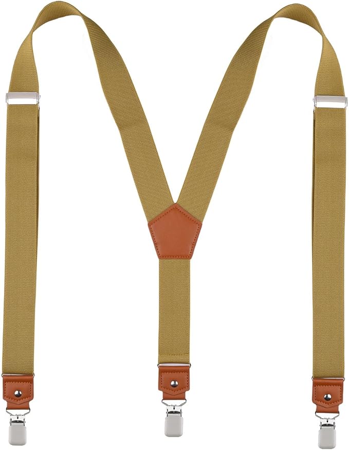 Suspenders for Men Y Back Adjustable Elastic with Strong Clips 47 Inches