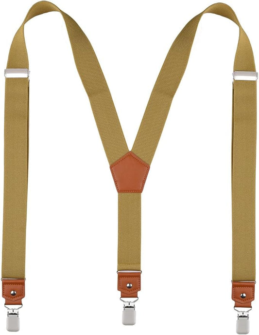 Suspenders for Men Y Back Adjustable Elastic with Strong Clips 47 Inches