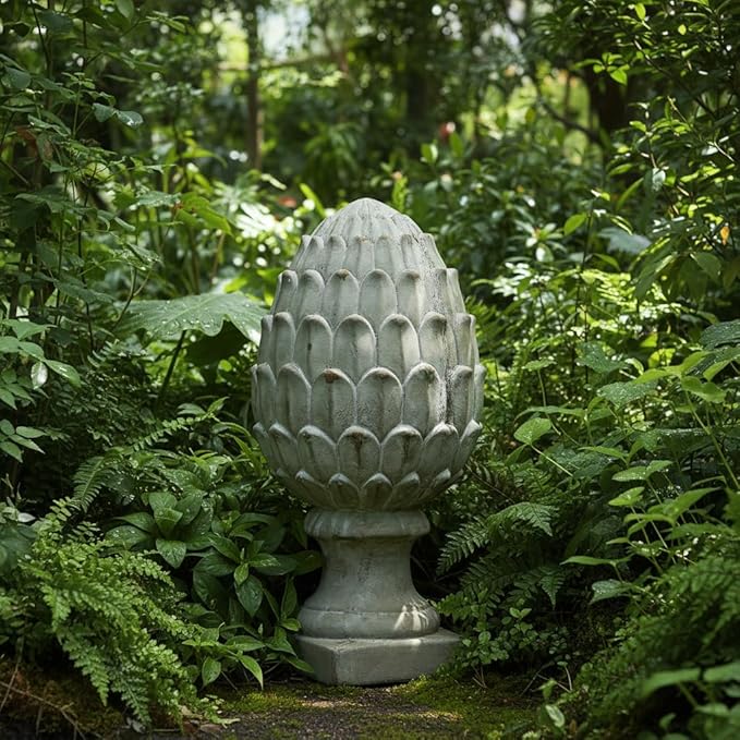 Urban Trends Cement Artichoke Figurine on Base with Concrete Finish, Decorative Sculptural Accent in Gray