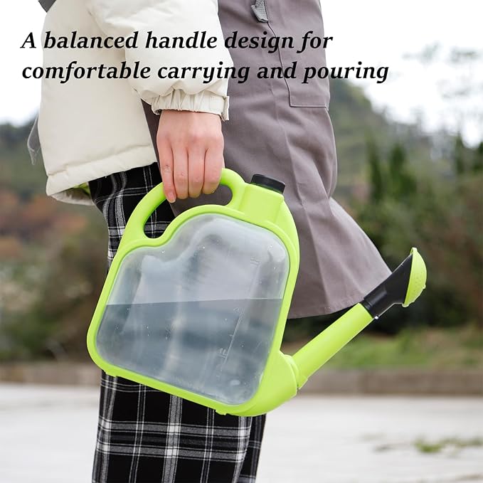 4L Foldable Clear Plastic Watering Can with Rotating Nozzle Long Spout Ideal for Indoor and Outdoor Gardening - Green