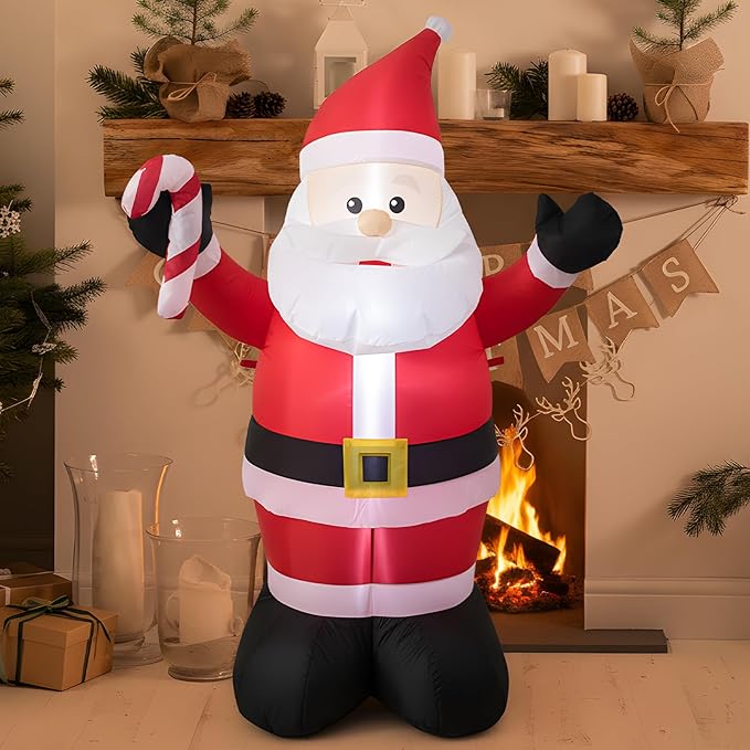 TRMESIA 4 Foot Christmas Inflatable Christmas Blow up Santa Claus Decoration with LED Lights Indoor Outdoor Graden Yard Party Holiday Decor