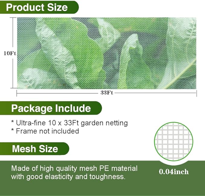 Garden Netting, 10x33Ft Bird Netting for Garden Protection, Fruit Tree Netting for Cicadas, Blueberry Bush Netting Cover Garden Mesh Netting for Plants