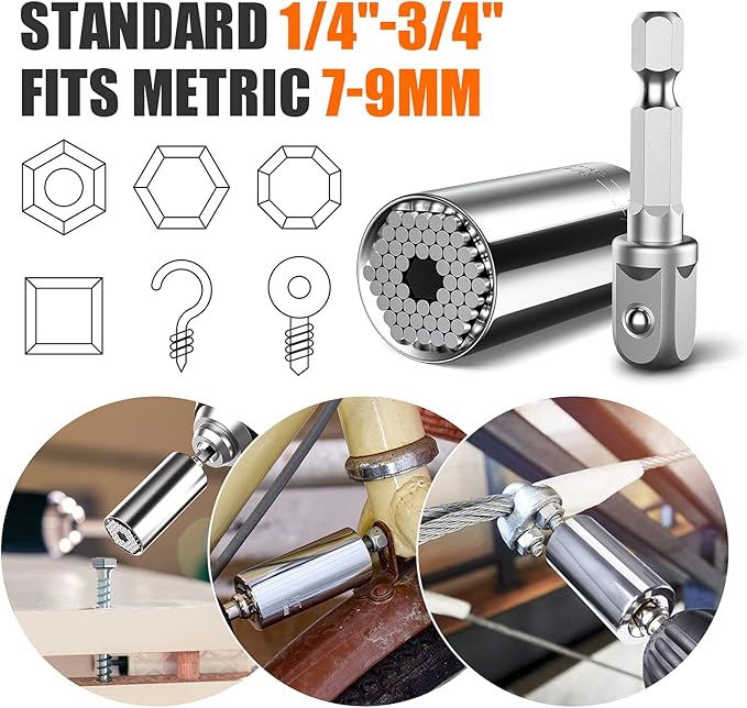 HANPURE Stocking Stuffers for Men & Women - Cool Stuff Magnetic Ratchet Screwdriver Set with Power Drill Adapter - Super Universal Socket Grip Gadgets for Him & Her