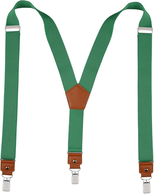 Suspenders for Men Y Back Adjustable Elastic with Strong Clips 47 Inches