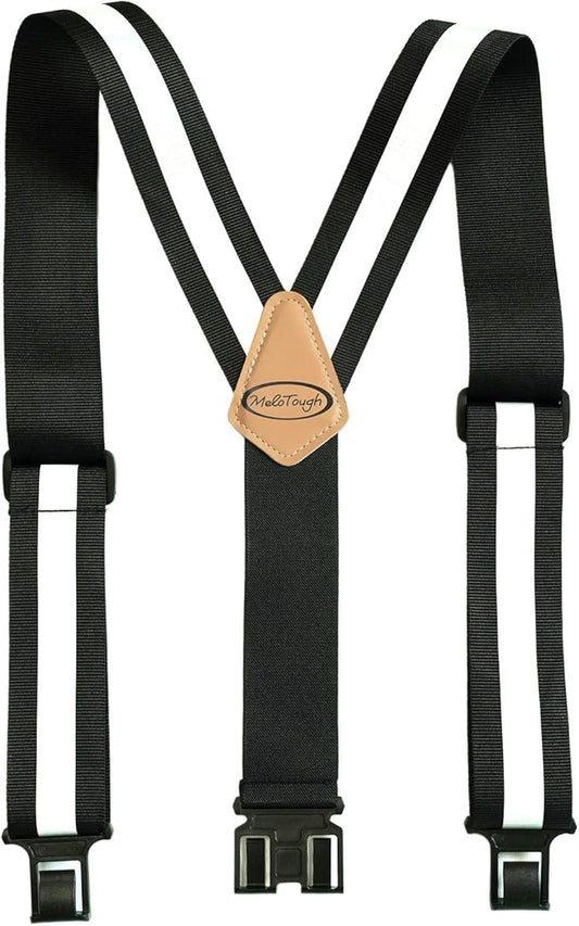 MELOTOUGH Suspenders with Non-Metal End Clip Reflective Safety Belt Clip