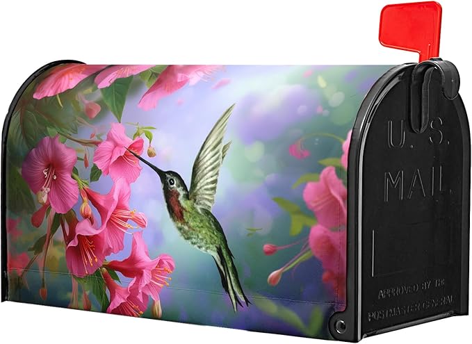 Flowers Magnetic Mailbox Cover - 18 x 21 Inch Bird & Floral Design - Spring/Summer Mailbox Wrap