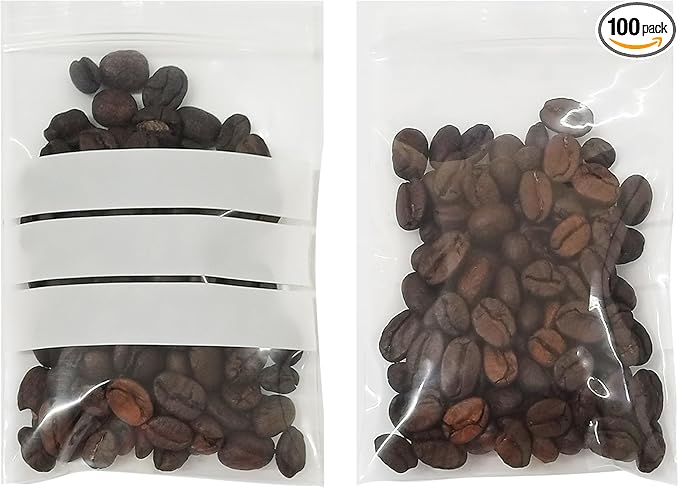 PABCK Clear Seed Envelopes Resealable (2.76x3.94 inch) Seeds Packets Small Plastic Bags for Spice Jewelry Parts Packaging with White Writable Block Self Seal Coins Envelope Garden Flower Organizer