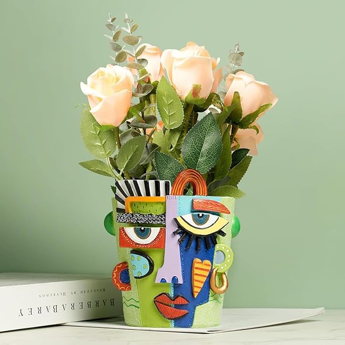 Mint Green Abstract Face Planter Pot/Picasso Flower Pot, Unique Head Planters for Indoor Plants, Abstract Face Decor, Picasso Pots for Home Decor (Large)