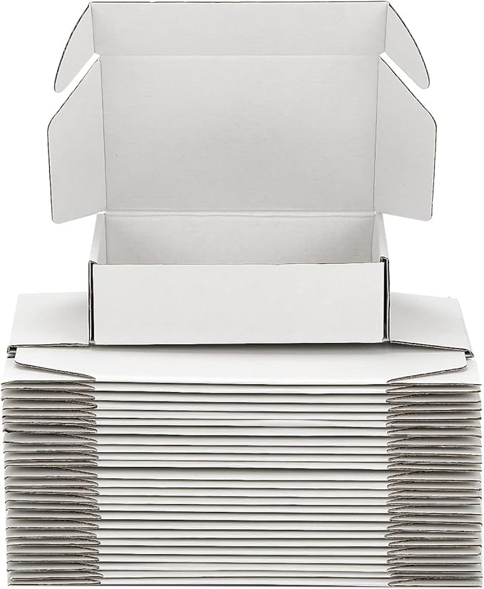 Small Shipping Boxes 8x6x4 Inch (25 Pack) - Sturdy White Corrugated Cardboard Boxes for Small Business, Ecommerce, Mailing & Packaging | Recyclable Gift & Storage Boxes