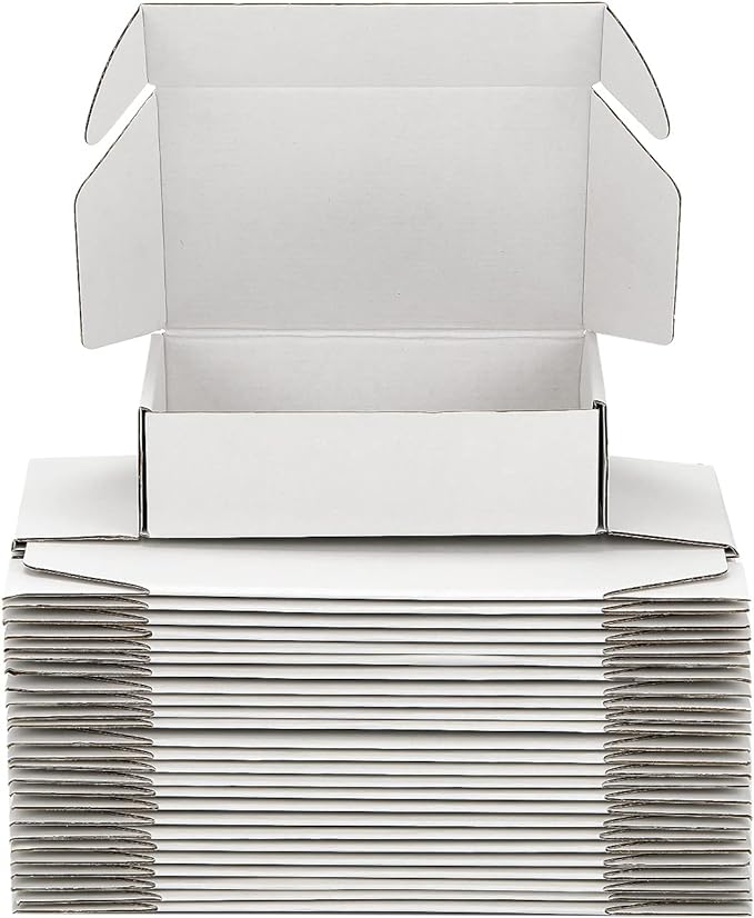Small Shipping Boxes 8x8x3 Inch (25 Pack) - Sturdy White Corrugated Cardboard Boxes for Small Business, Ecommerce, Mailing & Packaging | Recyclable Gift & Storage Boxes