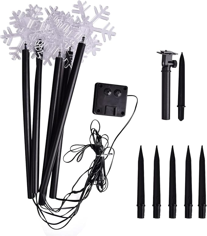 BRIGHTDECK Snowflake Solar Christmas Decorations Outdoor, 10 Pack LED Christmas Pathway Lights, Waterproof Snowflake Pathway Lights, Stake for Garden Decor (10Pcs Warm White)