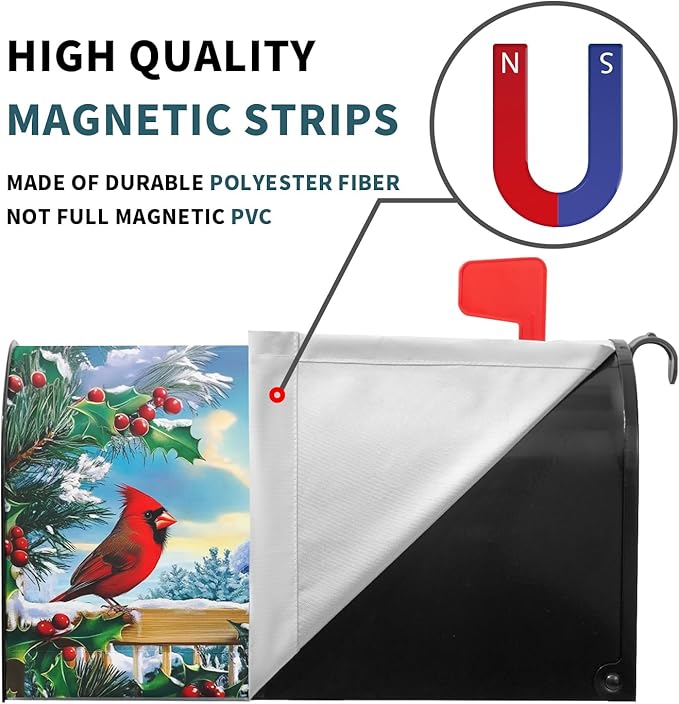 Christmas Magnetic Bird Mailbox Cover 21 x 25.5 Inch Winter Post Cover Wrap Decor