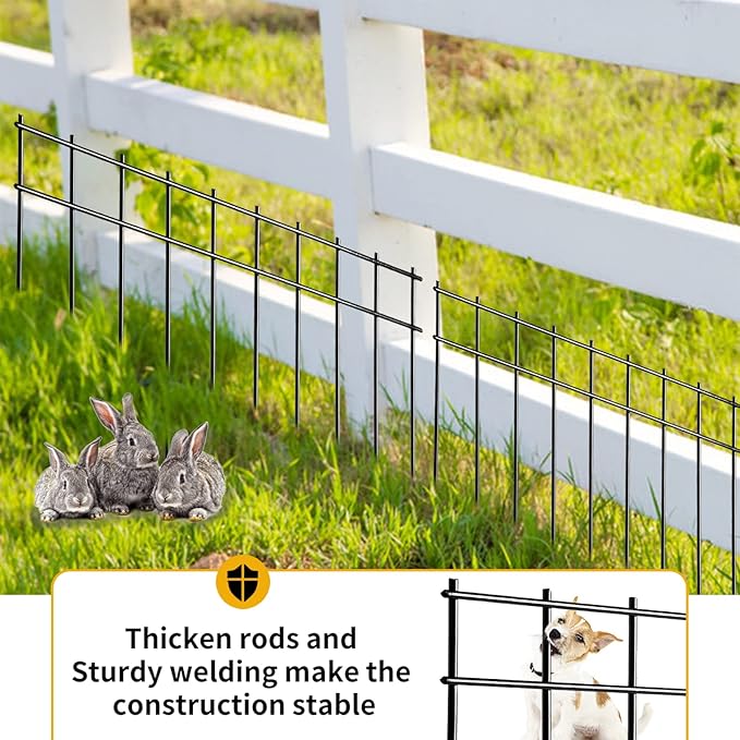 Adavin No Dig Fence Animal Barrier Fence,15 Pack 20 in(L) X10 in(H) Underground Garden Fencing with 2 in Spike Spacing Dog Fences for The Yard Metal Fence Ground Stakes for Outdoor Patio.Total 25 Ft