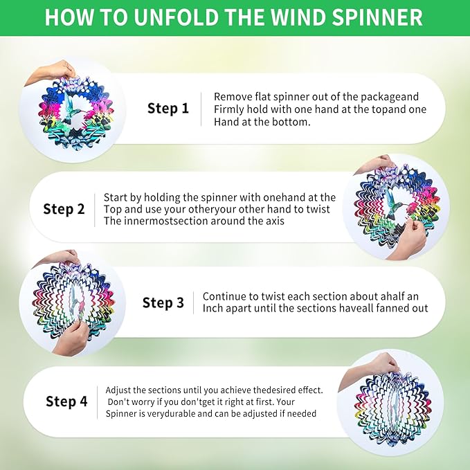 Hummingbird Hanging Wind Spinners - Outdoor Hummingbird Decor Gift for Women Mom Grandma Metal 3D Wind Spinner for Yard Garden Decor Funny Christmas Decoration Gifts Ideas