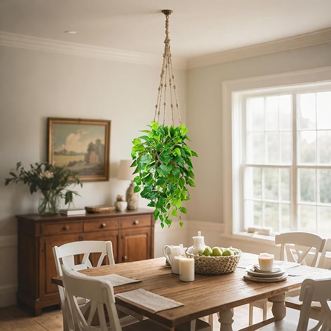 QIANYUN Hanging Plant Artificial Ivy – 40" Fake Potted Plants with Pot, 2PCS Trailing Greenery Vines for Indoor Shelf, Bedroom, Living Room, Bathroom, Office, or Outdoor Porch Decoration