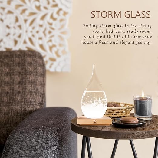 Storm Glass Weather Predictor,Christmas Snow Globe Storm Glass Barometer Weather Predictor, Home and Office Decorative Glass Bottles, Christmas Unique Gifts for Her